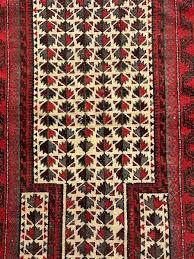 Handmade Vintage Wool Rug Persian Baluch Oriental Design in Ivory/ Red 2'10x 4'9 – I Got Rugs