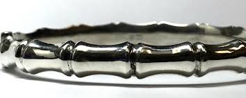 VINTAGE EUROPEAN STERLING SILVER BAMBOO STYLE BANGLE BRACELET 7” | eBay Australia