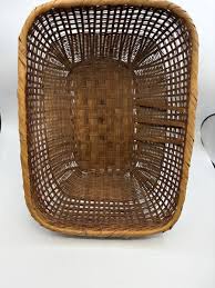 Antique Chinese Split Bamboo Handmade Gathering Basket 12” X ...