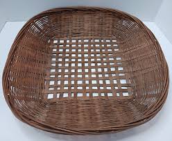 Vintage Woven Bamboo Wicker 15" Sq Basket w/Lattice Bottom ...