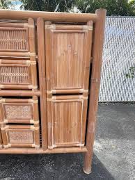 1970s Large Organic Bamboo Rattan Slatted Storage Cabinet ...