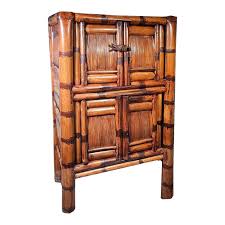 Vintage Elephant Bamboo Armoire 4 Shelf Storage | Chairish