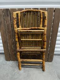 Vintage Bamboo Folding Chairs tiger style color MCM | eBay