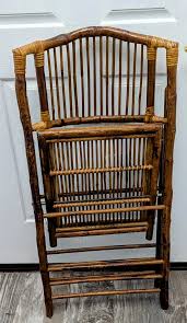 Vintage Tortoiseshell Bamboo Folding Chairs- Set of 4 | Chairish