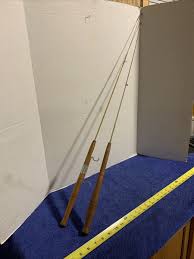 2 Vintage Ice Fishing Pole w/ Turned Wood Handle - Line ...