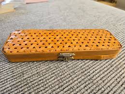 Vintage Bamboo Wicker Pencil Case Hand Held Carry Case | eBay