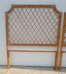 Pair of Natural Cane Bamboo Wicker Wrapped Twin Headboards - Etsy