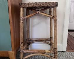 Vintage Burnt Bamboo Rattan Rectangular Plant Stand / Display Riser - Etsy