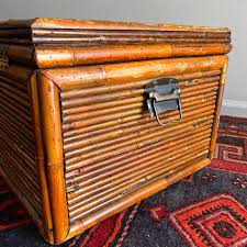 1960s Vintage Split Bamboo Trunk Chest | Chairish