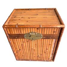 1970s Vintage Rattan Bamboo Trunk | Chairish
