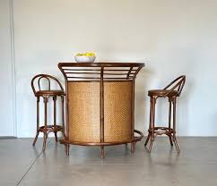 Bamboo Bar and Stools, Set of 3 for sale at Pamono