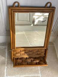 Vintage Rattan Shelf Mirror - Etsy