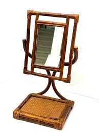 VTG Rattan Bamboo Vanity Mirror--swivel Tabletop Mirror--bathroom Vanity Mirror - Etsy