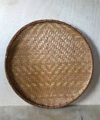 Ceylon Natural Woven Bamboo Round Wicker Basket Storage ...