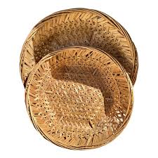 Woven Rattan Pair of Baskets | Chairish