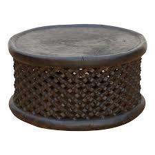 Finely Carved African Round Coffee Table | Chairish