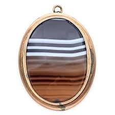 Antique Gold Filled 43.45 Ct Banded Agate Oval Cabochon Brooch Pin Pendant | eBay
