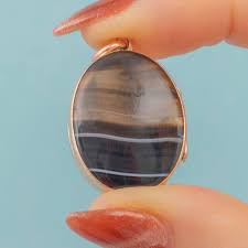 Antique 9ct Gold Banded Agate Locket