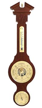 Walnut Banjo Weather Station Barometer Thermometer Hygrometer