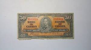 Bank of Canada Fifty Dollar Bill, Ottawa Jan 2, 1937 Serial # B/H 5154824 | eBay