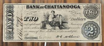 1863 Bank of Chattanooga 2 Dollar Civil War Era Banknote ...