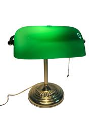 Vintage Emerald Green Glass Shade Brass 13” Bankers Piano Desk Pull Chain Lamp | eBay