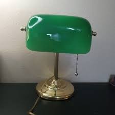 GORGEOUS VTG Brass 12" Pedestal Bankers Lamp with Emeraldite ...