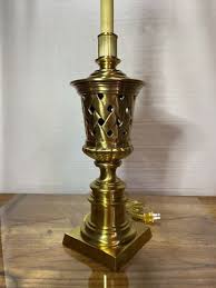 Vintage 80's Solid Brass Table Lamp Buffet Pillar Woven Basket Cup Trophy Lamp | eBay