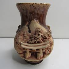 Vintage Banko Ware Handcrafted Deep Carving Ceramic Red Ware ...