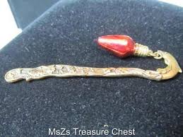 SMALL Brass Tibetan Dolphin Bookmark w Red Holiday Lite ...