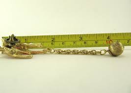 Vintage Retro Cat clutch Pin 50-60's Goldtone w chain and ...