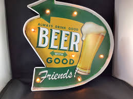 Retro Vintage Metal Light Wall Decor Arrow Drink Beer ...