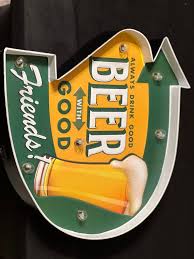 Beer Lighted Sign Led Neon 12.4 in by 12.99 in Ventage Retro ...