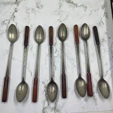 Bakelite Iced Tea Long Spoon Silver Plated Set of 8 Vtg | eBay