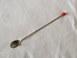 RED UTENSIL SPOON Vintage 11.5" Kitchen Stirrer Long Twisted ...