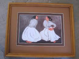 R C Gorman, THE TWO MICHELLES (TWINS) - framed MATTED Navajo ...