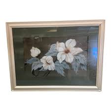 Post-War Hawaiian Hibiscus Floral Still Life Airbrush Painting, Framed | Chairish