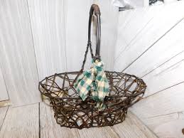 Twig and Metal Basket, Vintage Basket, Vintage Home Decor ...