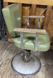 Vintage Barber Salon Chair Light Green / Olive Heavy Base | eBay