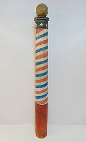 Turned And Painted Barber Pole , Late 19th Century