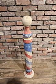 Wooden Barber Pole. Vintage Barber Pole. Handpainted