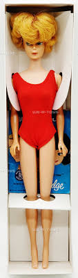 Vintage 1962 Blonde Bubble Cut Barbie Doll in Red Swimsuit By Mattel 850 (2) - We-R-Toys