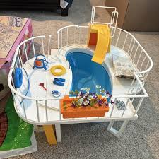 Vintage 1980 Barbie Dream Pool with Box Patio Furniture ...