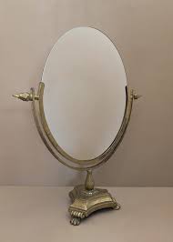 Antique French Brass Double-Sided Footed Vanity Table Mirror – Levity Interiors