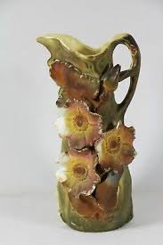 ROYAL DUX ART NOUVEAU AUSTRIA Antique Floral Vase Pitcher w ...