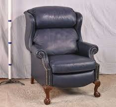 Pennsylvania House blue leather wingback reclining armchair ...