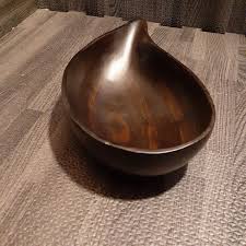 Vintage Hardwood Bowl & Spoon Teardrop Shape 8x4 Inch Wooden ...
