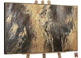 Amazon.com: YS-Art Framed painting Reflections III Hand-painted acrylic painting for home interior Wall art decor Modern artwork in brown gold color 55x40 inch: Paintings