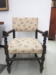 Carved Lion Foo Dog Head Antique Arm Chair