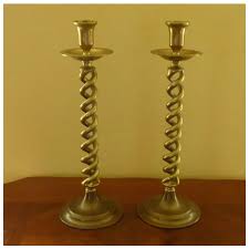 Double Twist Brass Barley Candle Sticks Candleholders 1950s. For Sale at Ruby Lane